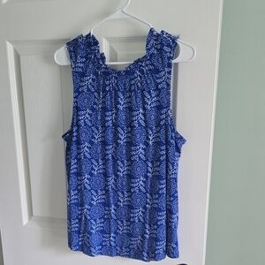 Blue Floral Sleeveless Top